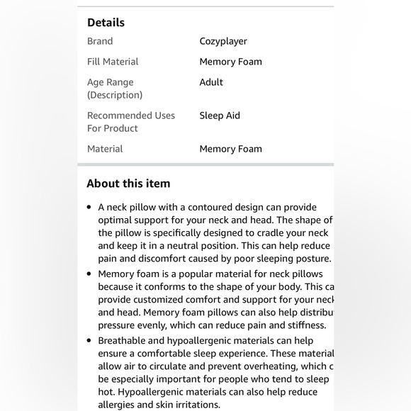 Cervical Pillow / Contour Memory Foam Pillow - Picture 6 of 6